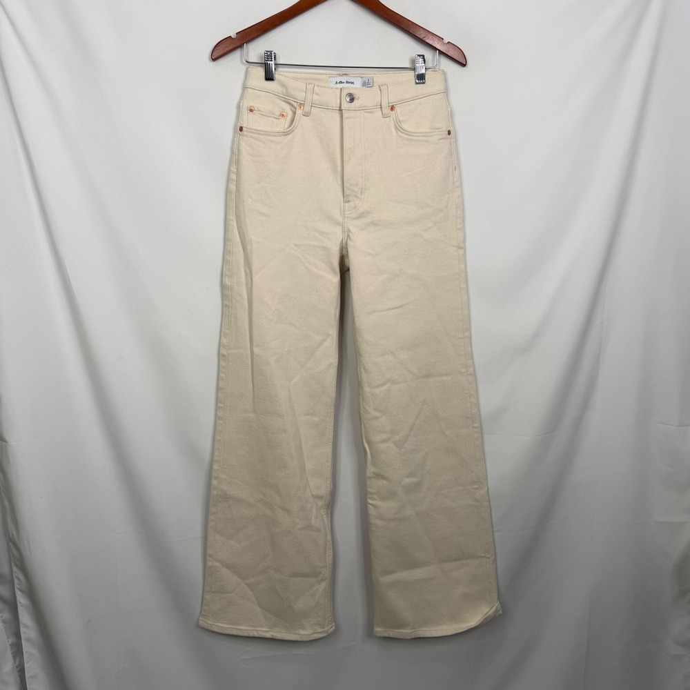 & Other Stories Womens High Waist Wide Leg Denim Jeans Cream Off-White Size 4 - Picture 3 of 10